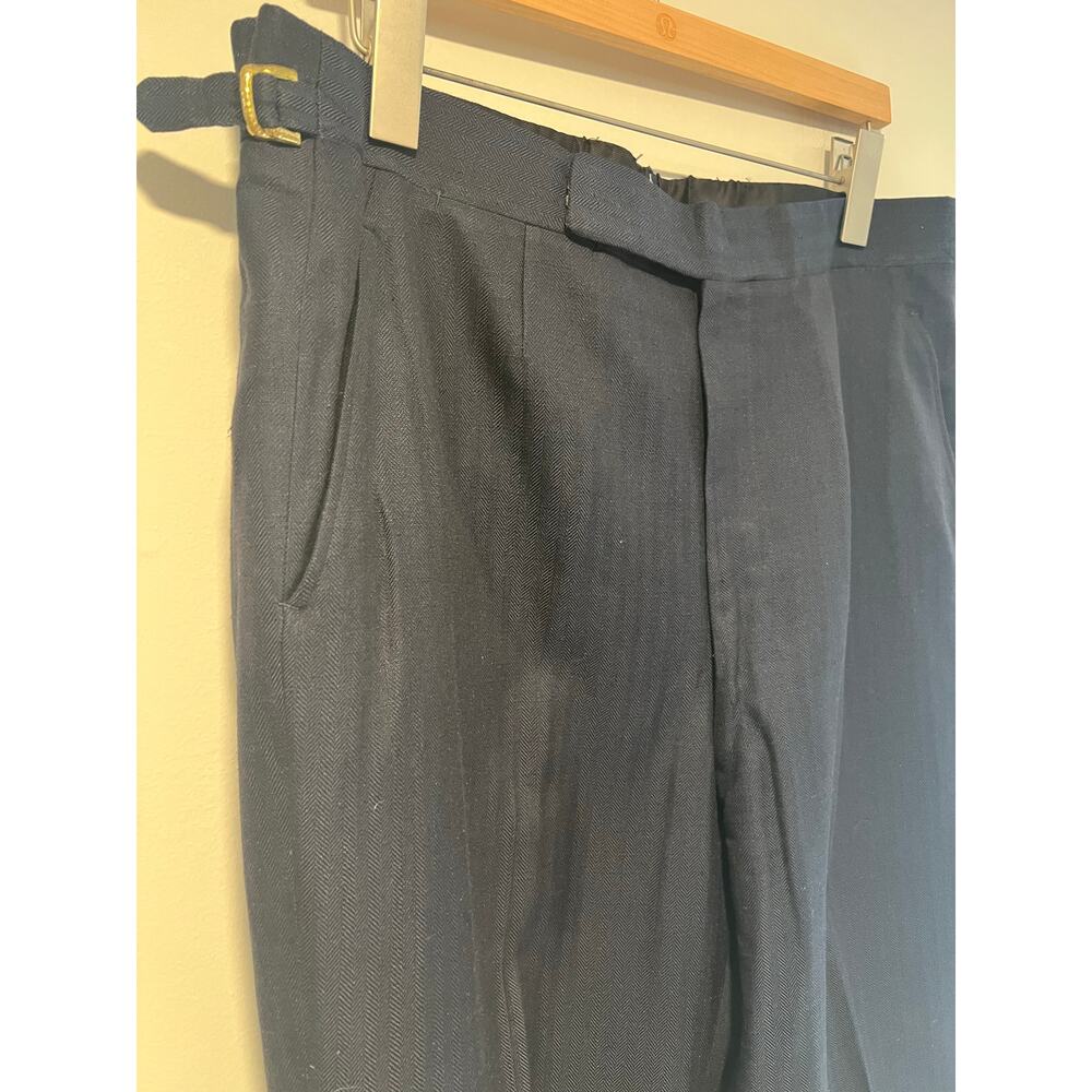 Oxxford Men's Pleated Dress Pants Navy Blue Herringbone Size 36 JP - Picture 6 of 11